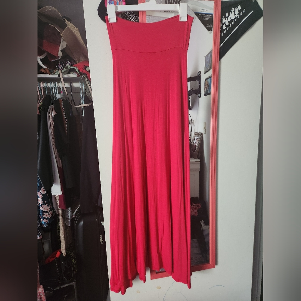 Red maxi skirt